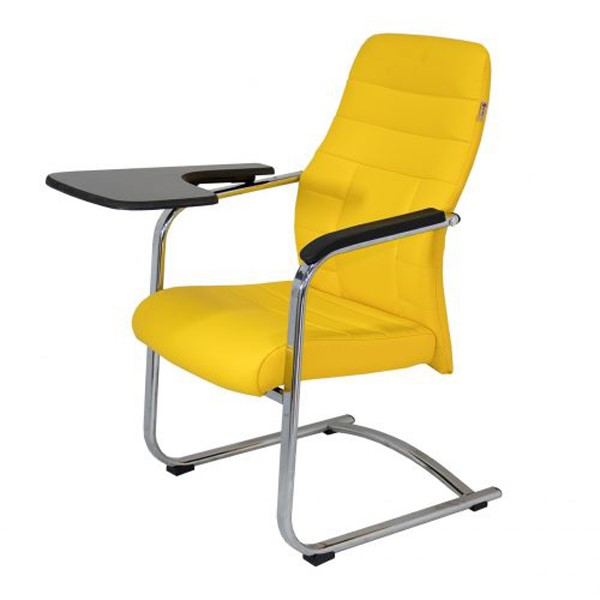 صندلی آموزشی با پایه ثابت و دسته های تاشو. جنس بدنه چرم با کیفیت