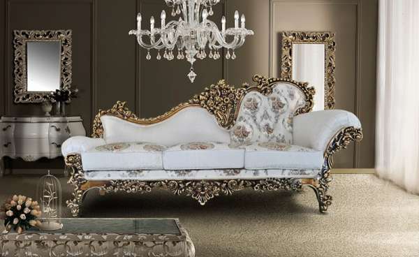 شزلون سلطنتی سفید و طلایی با ساختار اروپایی