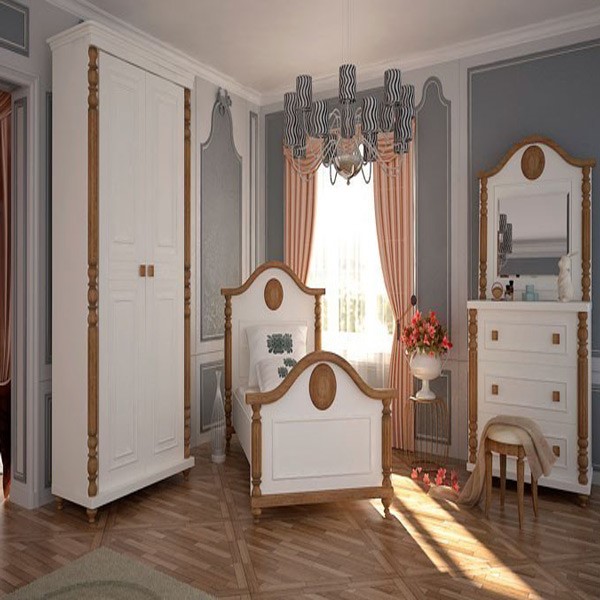 تخت خواب چوبی و مدرن در دکوراسیون زیبای اتاق نوجوان