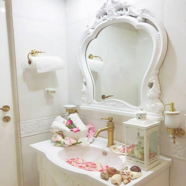 ست آینه و روشویی سفید