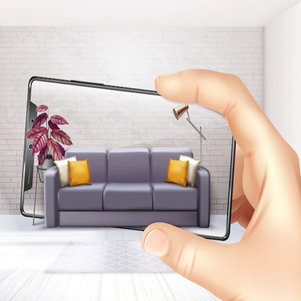 مبل سه نفره نمایان داخل گوشی کاربر