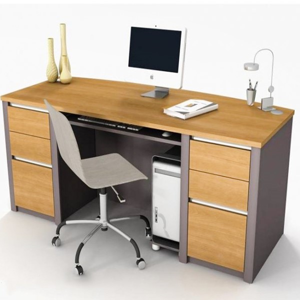 میز قهوه ای طوس- صندلی طوسی- لپتاپ