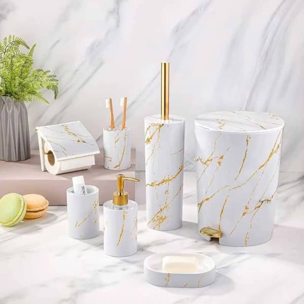 ست سرویس بهداشتی سفید- طلایی