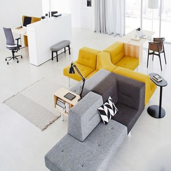 مبل مدولار طوسی و زرد رنگ