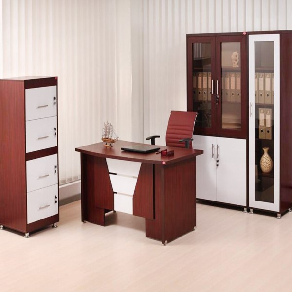 میز، کمد و صندلی زرشکی- کتابخانه