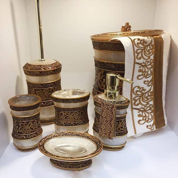 ست سرویس بهداشتی سفید- طلایی