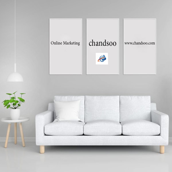 مبل سه نفره اداری سفید- تابلوهایی با لوگوی چندسوکردیت