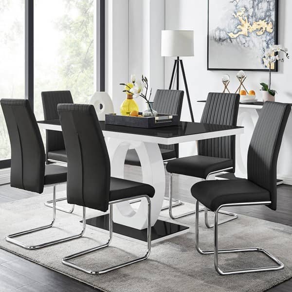 میز و صندلی مشکی با پایه های استیل