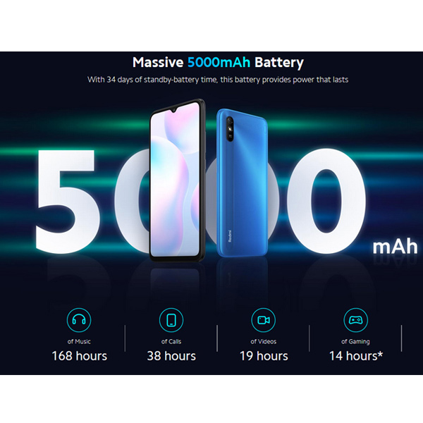 ظرفیت باتری موبایل شیائومی مدل Redmi 9A