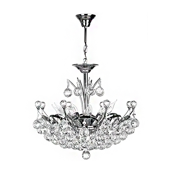 لوستر کریستالی چشمه نور 9 شعله مدل H6670/50 رنگ کروم سایز 50