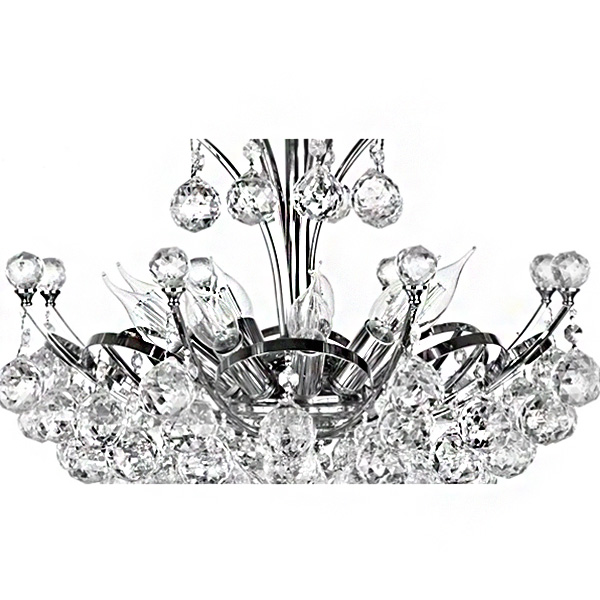 نمای نزدیک لوستر کریستالی چشمه نور 9 شعله مدل H6670/50 رنگ کروم سایز 50