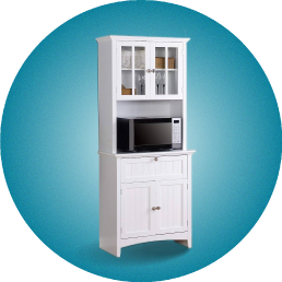 آیکون دسته بندی کمد و بوفه سفید ویترین دار