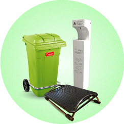 آیکون-دسته-بندی-ملزومات-اداری و زیرپایی و دستگاه ضدعفونی دست و سطل زباله