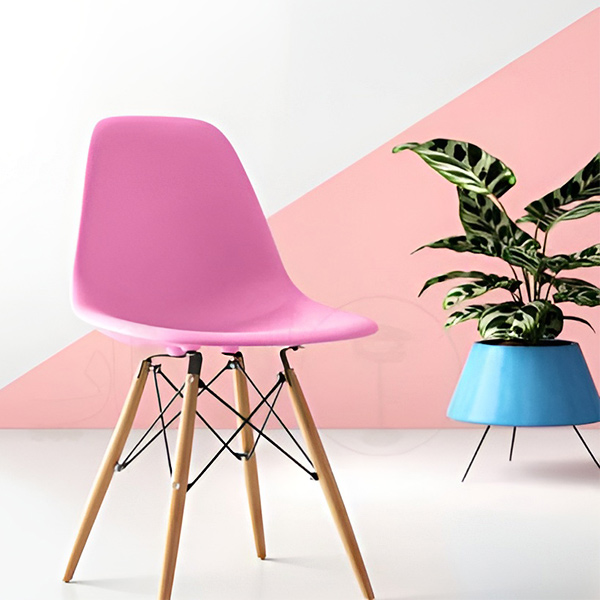 صندلی بدون دسته پلاستیکی با رنگ صورتی