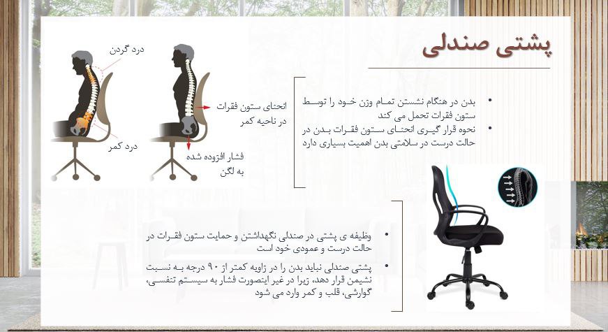 مشخصات پشتی ارگونومی جهت جلوگیری از آسیب به کمر