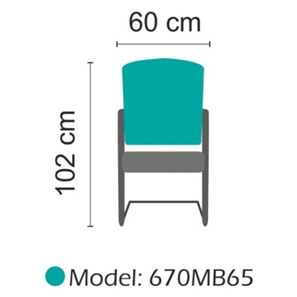 ابعاد صندلی کنفرانس دیاکو آرام گستر مدل 670MB65