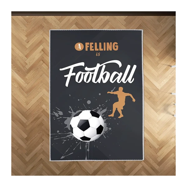 فرش اتاق کودک با طرح فوتبالی و زمینه مشکی