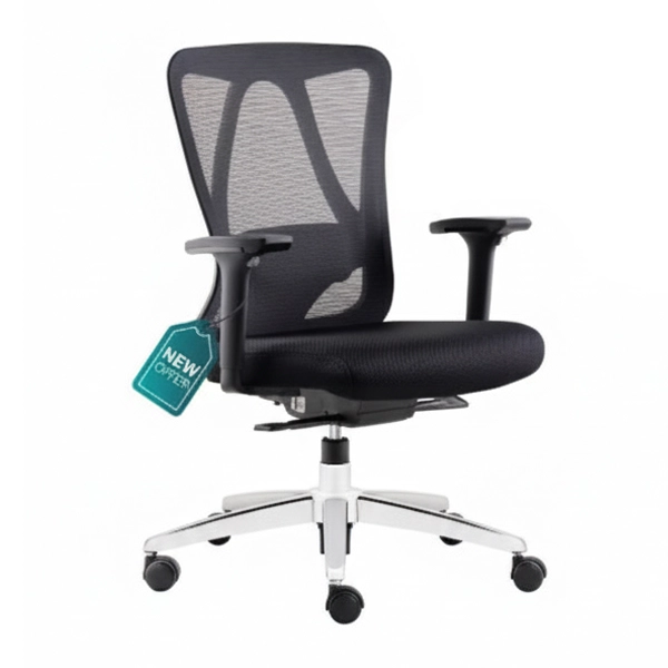 صندلی کارمندی (کامپیوتر) مشکی رنگ با پشتی توری مش