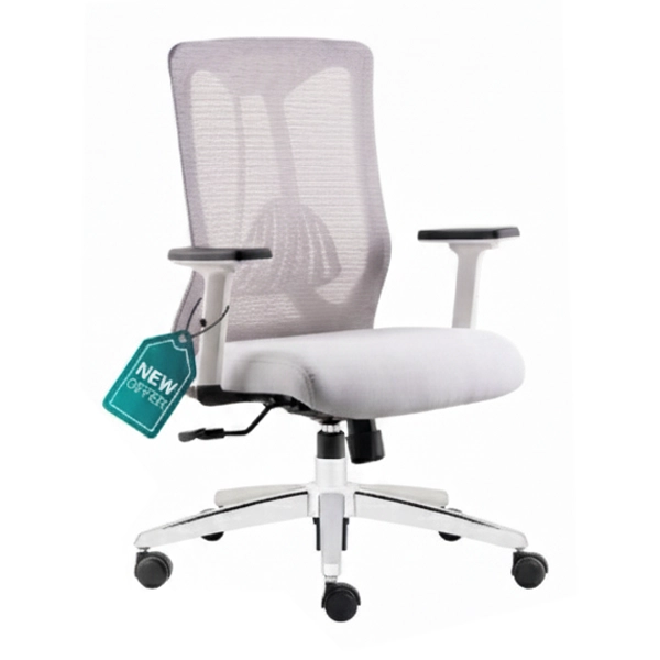 صندلی کارمندی به رنگ طوسی با پشتی طوری