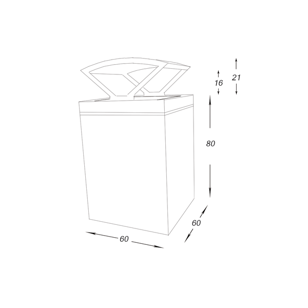 سطل زباله مکعب دورا با پایه رگلاژ شونده مدل T604