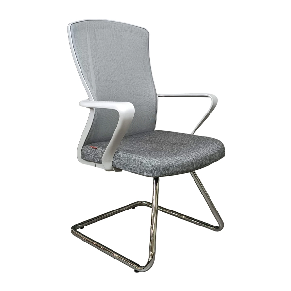 صندلی کنفرانس پشت توری با روکش و فریم طوسی