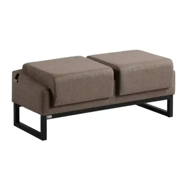 مبل اداری دو نفره با روکش پارچهای طوسی و پایه فلزی مشکی