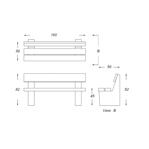 نیمکت دورا پشتی دار تراورس B119