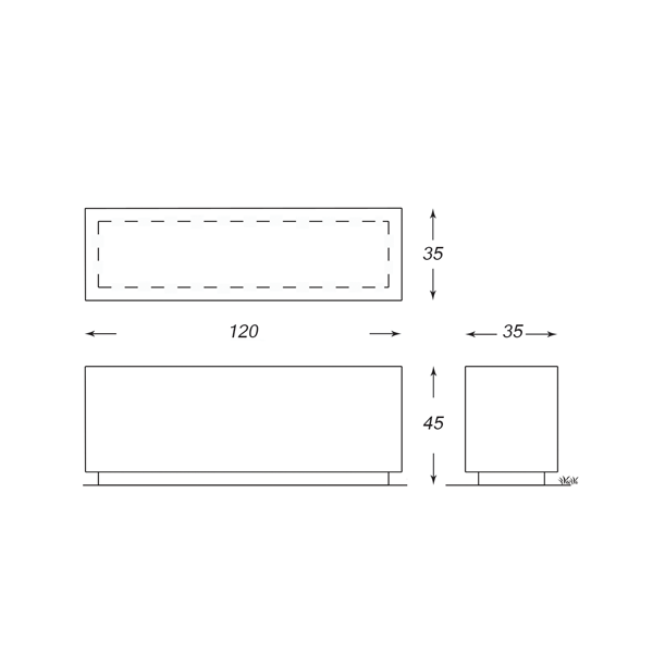 نیمکت مکعب مستطیل دورا (سکوی بتنی) مدل B120