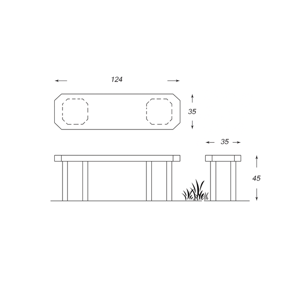 نیمکت دورا با پایه هشت وجهی مدل B121