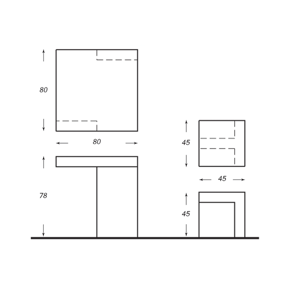 میز دوپایه دورا با نشیمن T مدل TB203