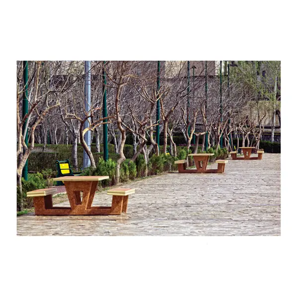 میز و نیمکت یکپارچه دورا حاشیه چوب مدل TB204