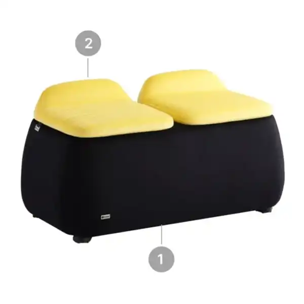 مبل اداری دو نفره با روکش پارچه دو رنگ زرد و مشکی