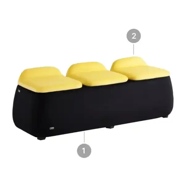 مبل اداری سه نفره با روکش دو رنگ زرد و مشکی