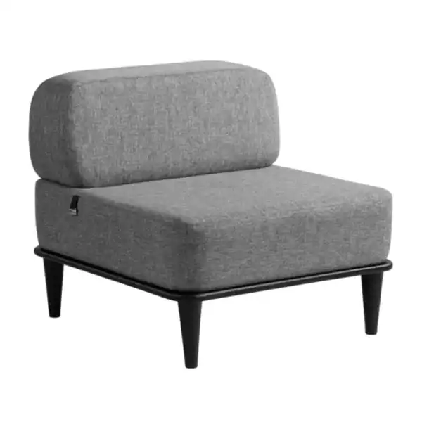 مبل اداری بدون دسته با روکش چرم طوسی و پایه چوبی