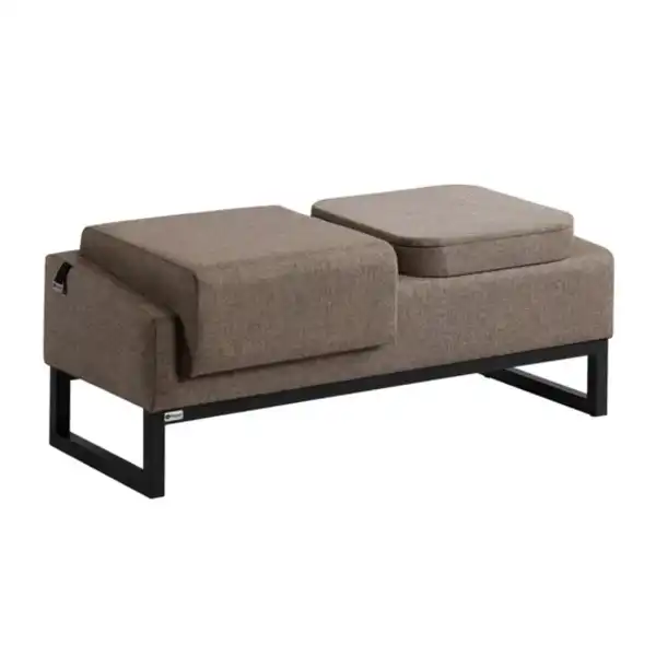 مبل اداری یک نفره با روکش پارچه‌ای طوسی و پایه فلزی مشکی