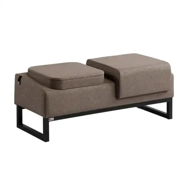 مبل اداری یک نفره با روکش پارچهای رنگ طوسی و پایه فلزی مشکی