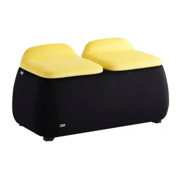 مبل اداری دو نفره با روکش پارچه دو رنگ زرد و مشکی