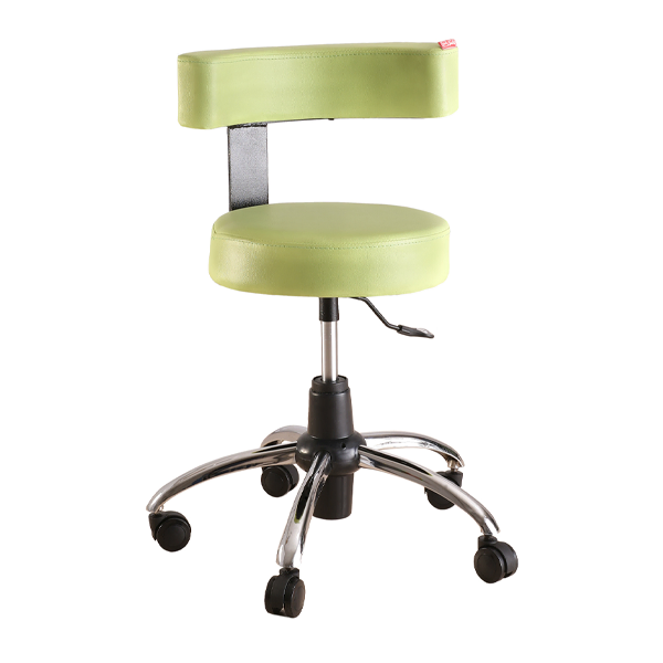 صندلی دندانپزشکی پشتی دار با روکش رنگی سبز و پایه متحرک