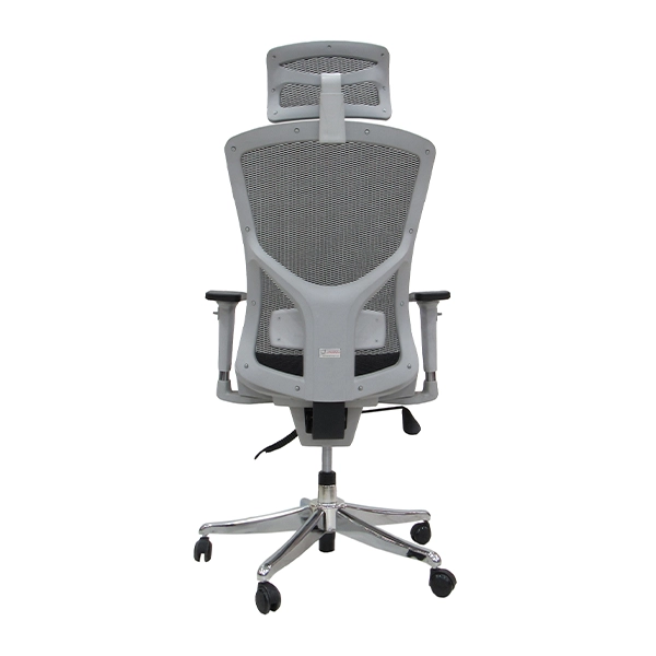 صندلی پشت توری از نمای پشت به رنگ طوسی