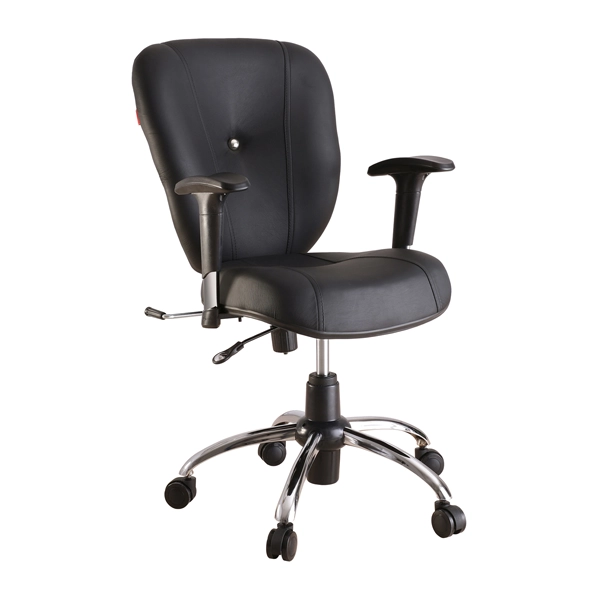 صندلی کارمندی مشکی با پایه متحرک کروم