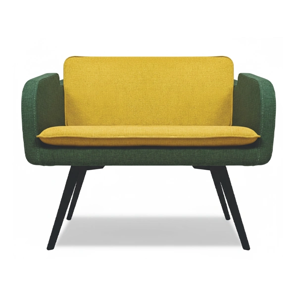 مبل اداری دو نفره با روکش پارچه ای رنگ سبز و زرد