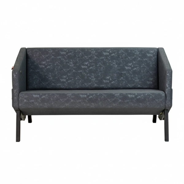 مبل اداری دو نفره با روکش چرم طوسی