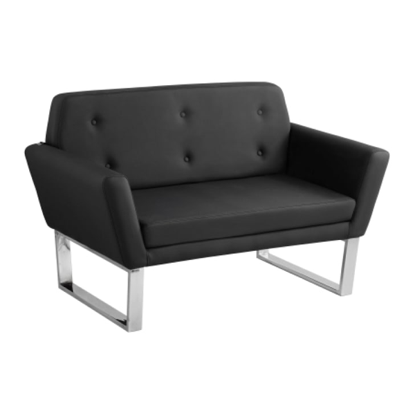 مبل اداری دو نفره مشکی با پایه کروم