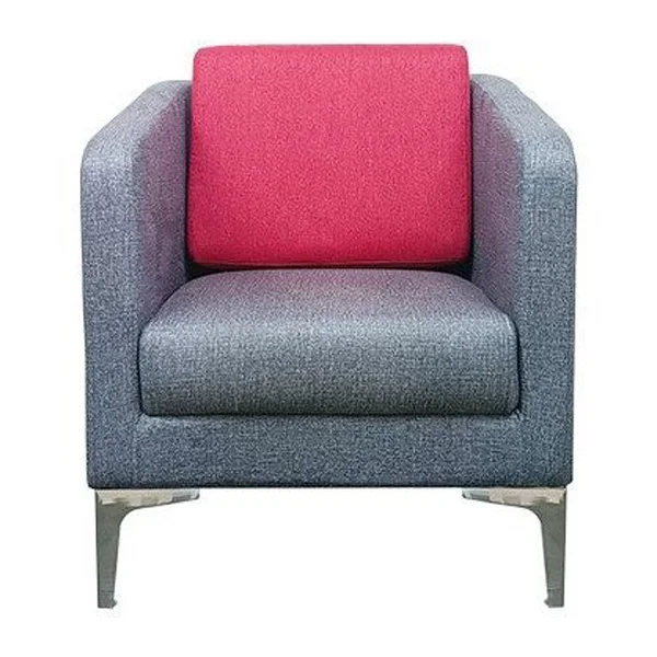 مبل اداری یک نفره با روکش پارچه ای قرمز و طوسی