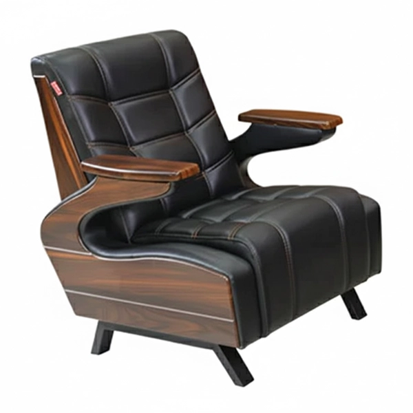 مبل اداری یک نفره با روکش چرم مشکی