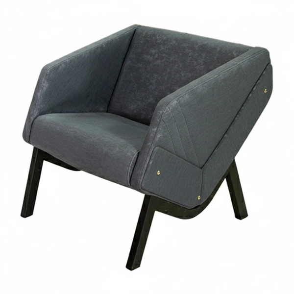 مبل اداری یک نفره با روکش چرم طوسی