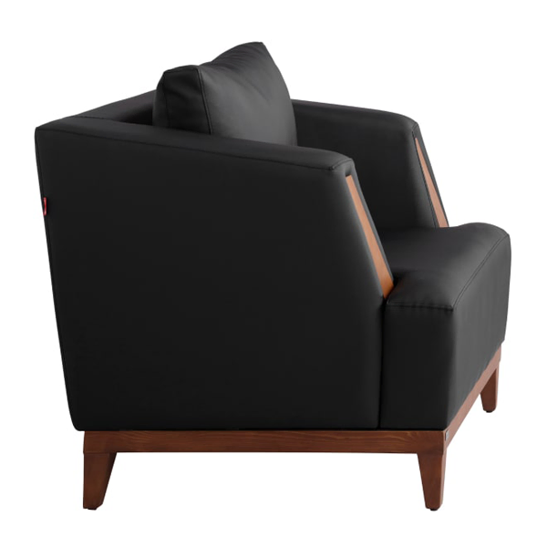 مبل اداری یک نفره مشکی با پایههای چوبی