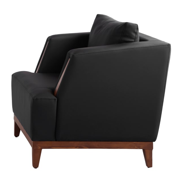 مبل اداری یک نفره مشکی با پایههای چوبی