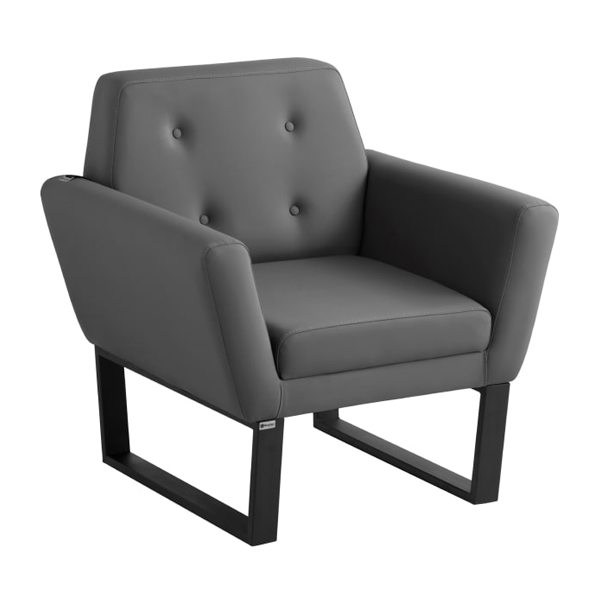 مبل اداری یک نفره طوسی با پایه فلزی مشکی