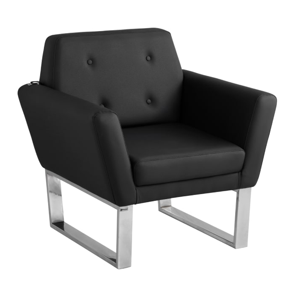 مبل اداری یک نفره با روکش مشکی و پایه کروم